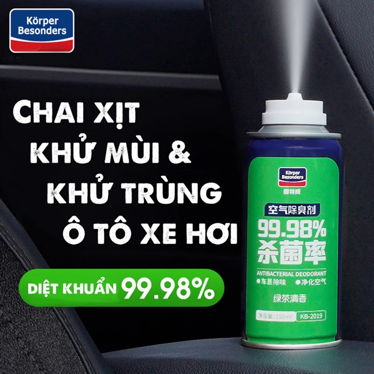 Chai xịt khử mùi khử khuẩn KC 99,98% nội thất điều hòa ô tô , phòng ngủ tự động hàng cao cấp
