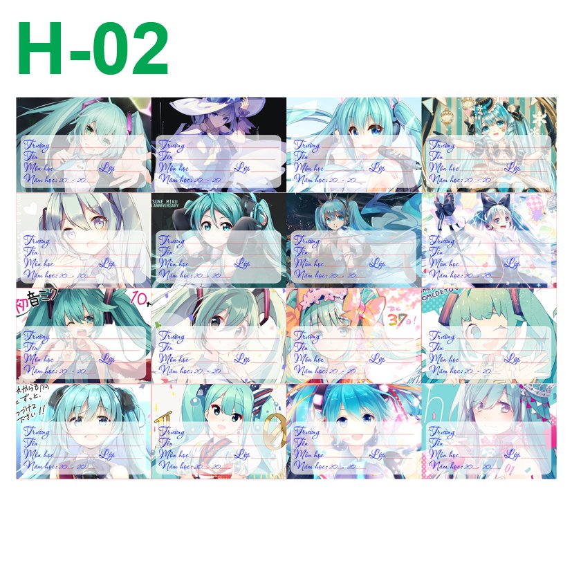 Nhãn vở set 32 nhãn vở Hatsune Miku