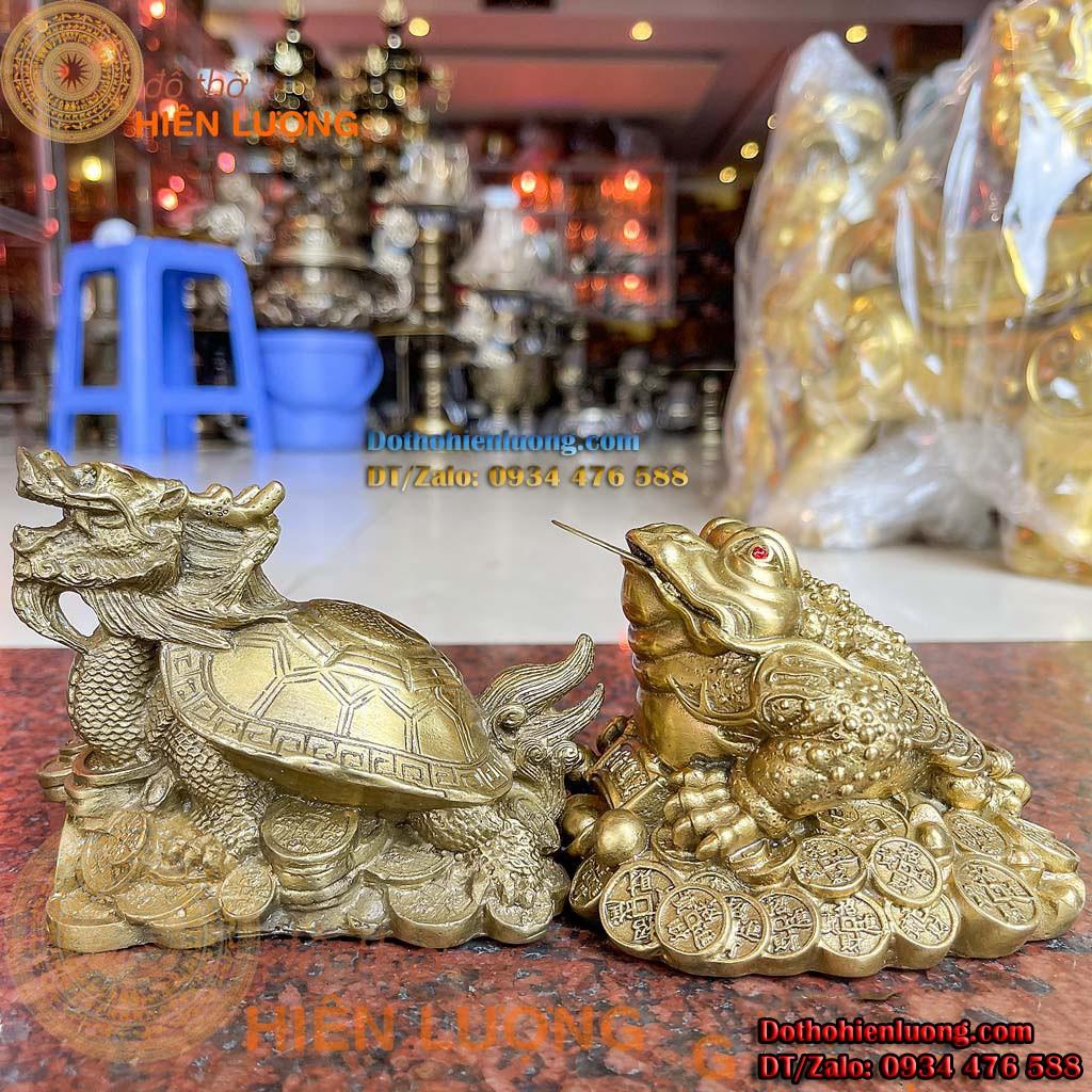 Đôi Thiềm Thư Cóc 3 Chân và Long Quy Bằng Đồng Phong Thủy