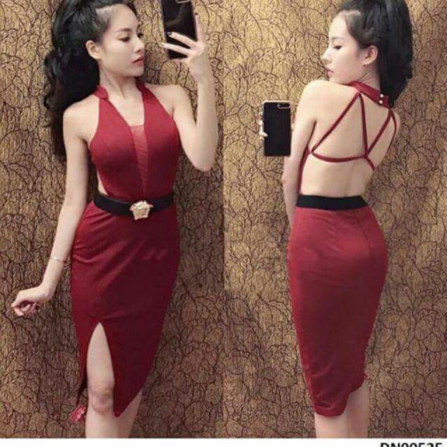 Đầm hở lưng phối lưới sexy