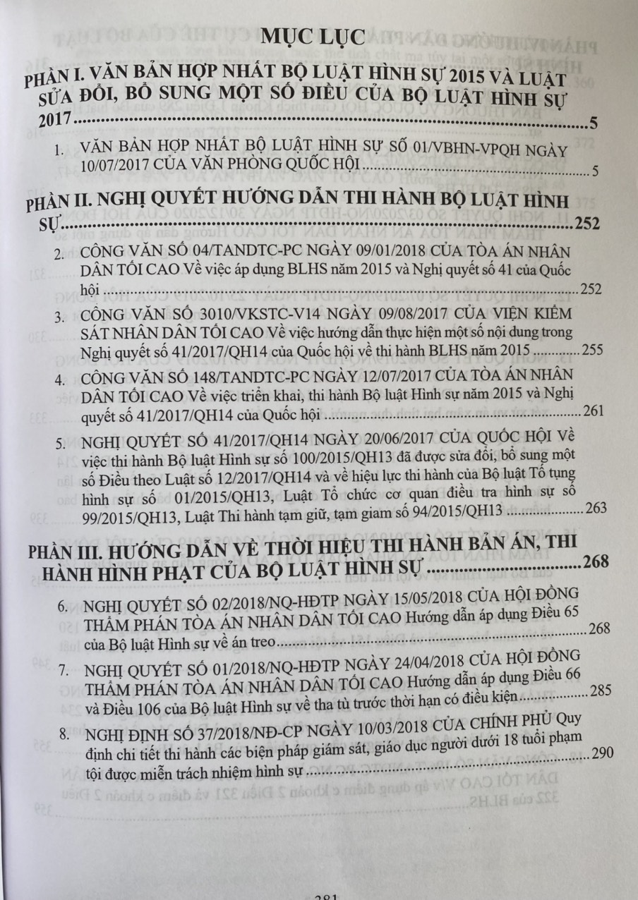 Bộ Luật hình Sự và Văn Bản Hướng Dẫn Thi Hành