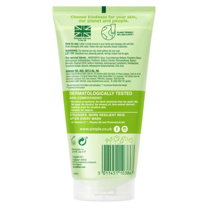 Gel Rửa Mặt Simple Refreshing Facial Wash Gel Dành Cho Da Nhạy Cảm 150ml