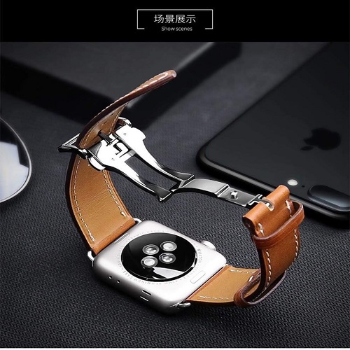 Dây da hermes Apple watch khoá bướm - chống gãy dây size 38mm