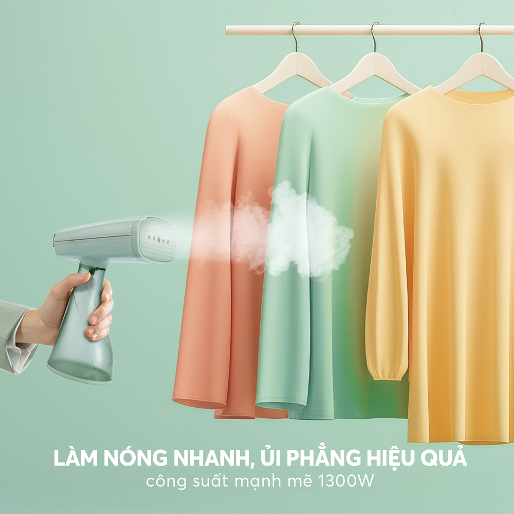 Bàn Ủi Hơi Nước Cầm Tay Elmich SIE9163 1300W, Hàng Chính Hãng, Đầu Phun Hơi Phủ Chống Dính - JoyMall