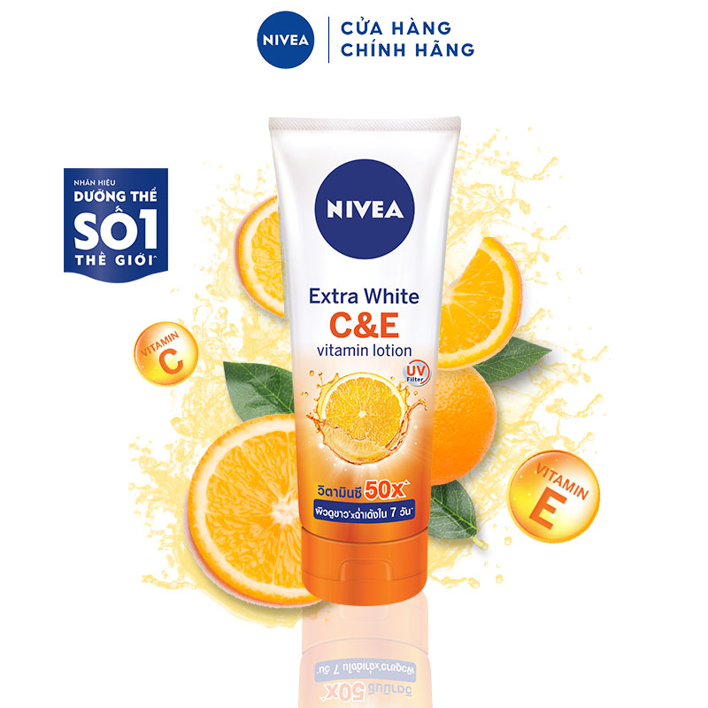 [KÈM QUÀ TẶNG] Sữa Dưỡng Thể Dưỡng Trắng Nivea EXTRA WHITE C&amp;E / C&amp;A VITAMIN - 180ML - Sữa dưỡng thể dưỡng trắng Nivea NIVEA EXTRA WHITE C &amp; E VITAMIN - 180ML + Tặng NTT Hoa Hồng Hokkaido 70ml 94050