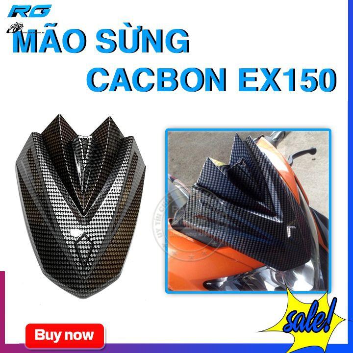 Ốp Đầu Cho Xe Ex150 Mẫu Sừng Cacbon Ngắn