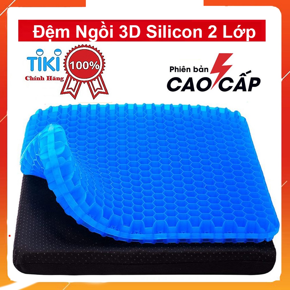 Đệm Ngồi 3D Silicon 2 Lớp Tổ Ong Lót Ghế Thoáng Khí Chống Đau Mỏi Lưng