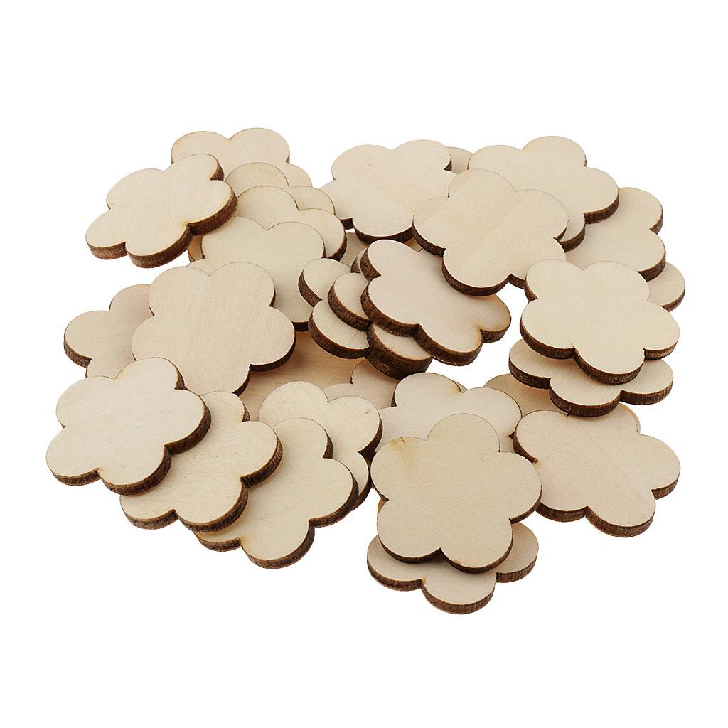 Multiple Shape MDF Unfinished Wooden Pieces Blank Plaque DIY Craft 60 Pieces