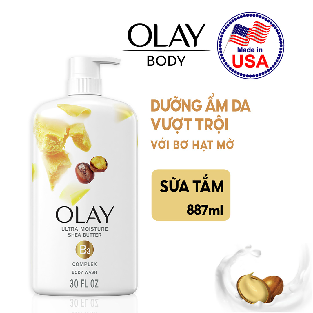 Sữa Tắm Olay Dưỡng Ẩm Ngăn Ngừa Lão Hóa Shea Butter 887ml - USA