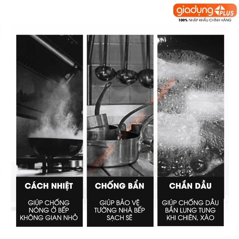 Tấm chắn dầu, chăn gió &amp; cách nhiệt inox 304 cho nhà bếp, chống bám bẩn tường nhà bếp (LZ0250