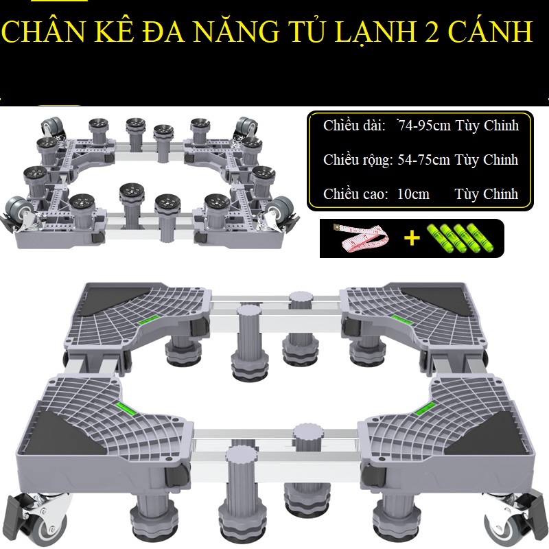 Chân kê tủ lạnh cao cấp có bánh xe kích thước 54 - 95cm