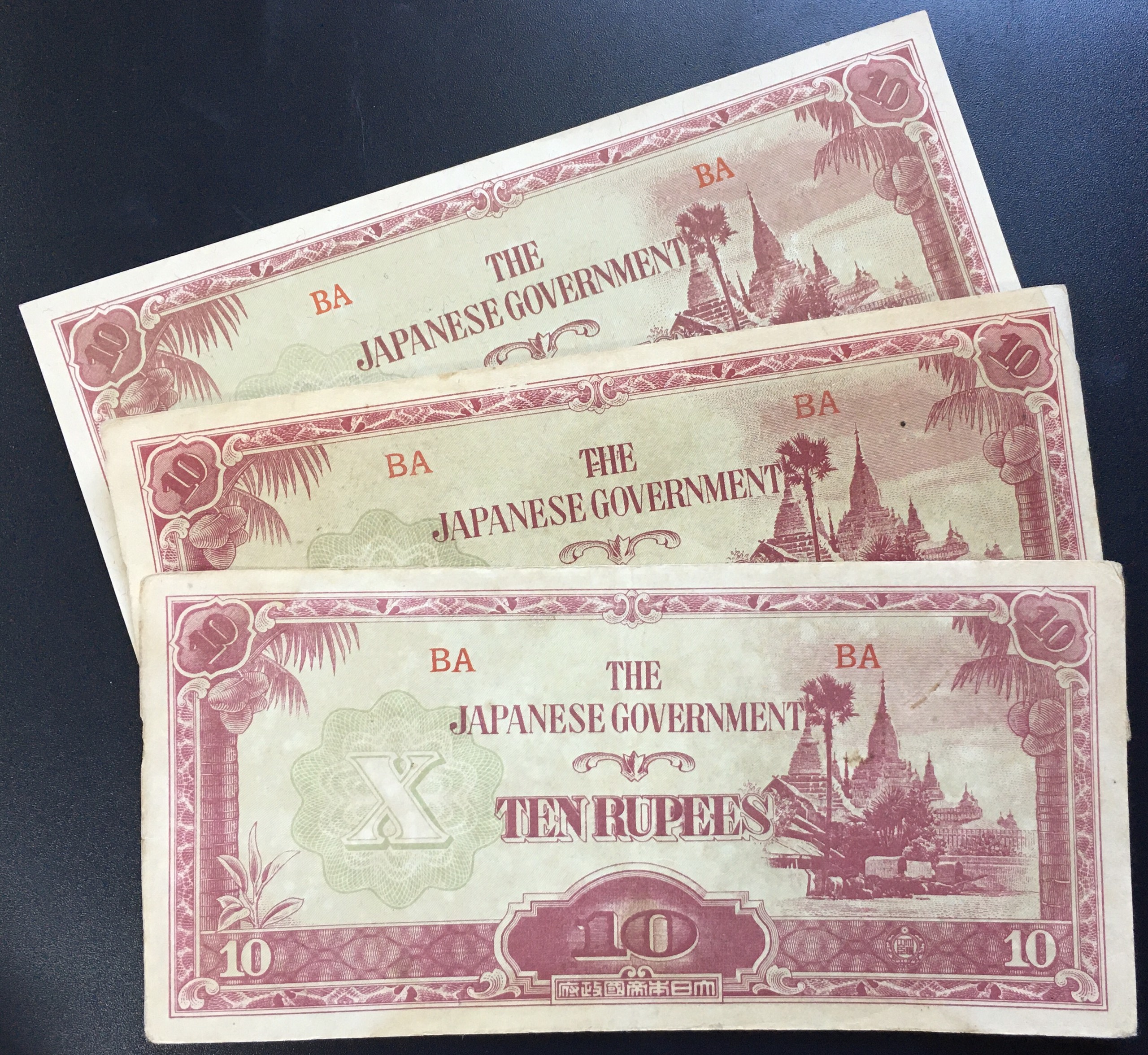 Tiền Xưa Quân Đội Nhật Sử Dụng Tại Miến Điện 10 Rupees 1942-1944