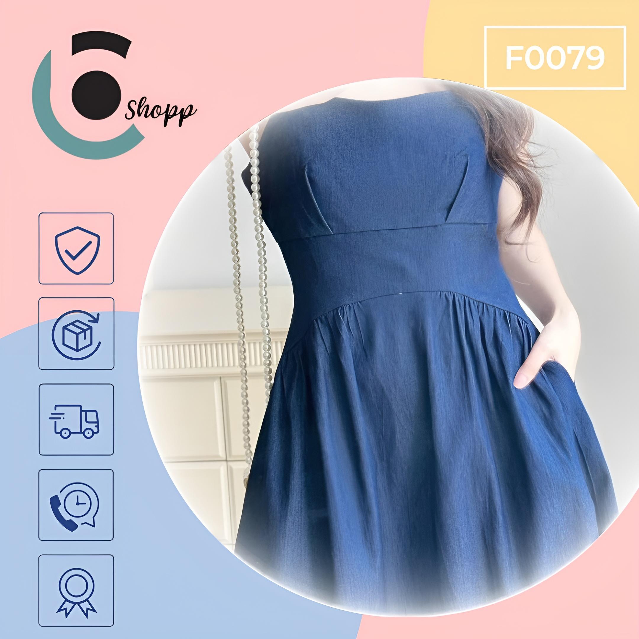Đầm jeans 2 dây dáng chữ A  cao cấp