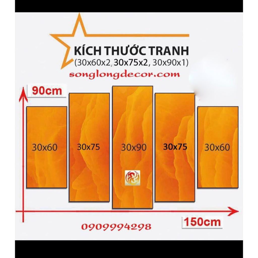 Bộ 5 tấm ghép tranh dán tường 3D mã đáo thành công, tranh ngựa 3d dán tường