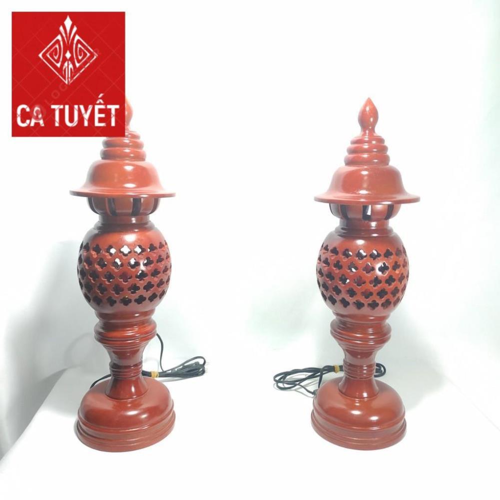 BỘ ĐÈN THỜ PHONG THỦY GỖ HƯƠNG ĐỎ CHUẨN 100%-ĐÃ KÈ BÓNG THỜ ( LOẠI CAO 41CM) ẢNH THẬT