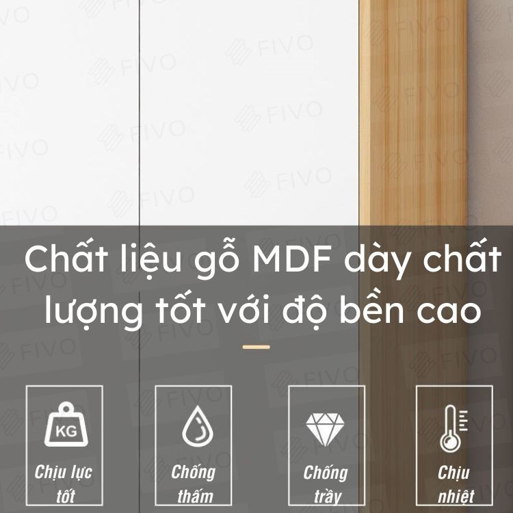 Tủ Quần Áo Trẻ Em Cửa Mở FC01 FIVO Chất Liệu Gỗ MDF Lõi Xanh Chống Ẩm Dày 17mm Dễ Lắp Ráp - Hàng Chính Hãng