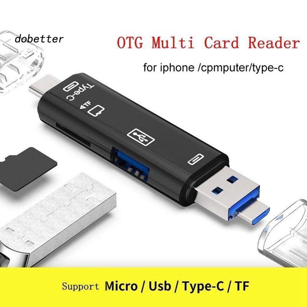 Đầu Đọc Thẻ Nhớ 5 Trong 1 Usb 3.0 Type-C Micro Otg Tf