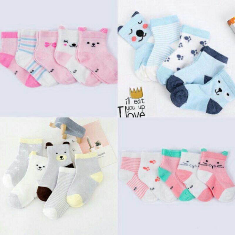 Set 5 đôi tất cao cổ màu cute cho bé trai bé gái