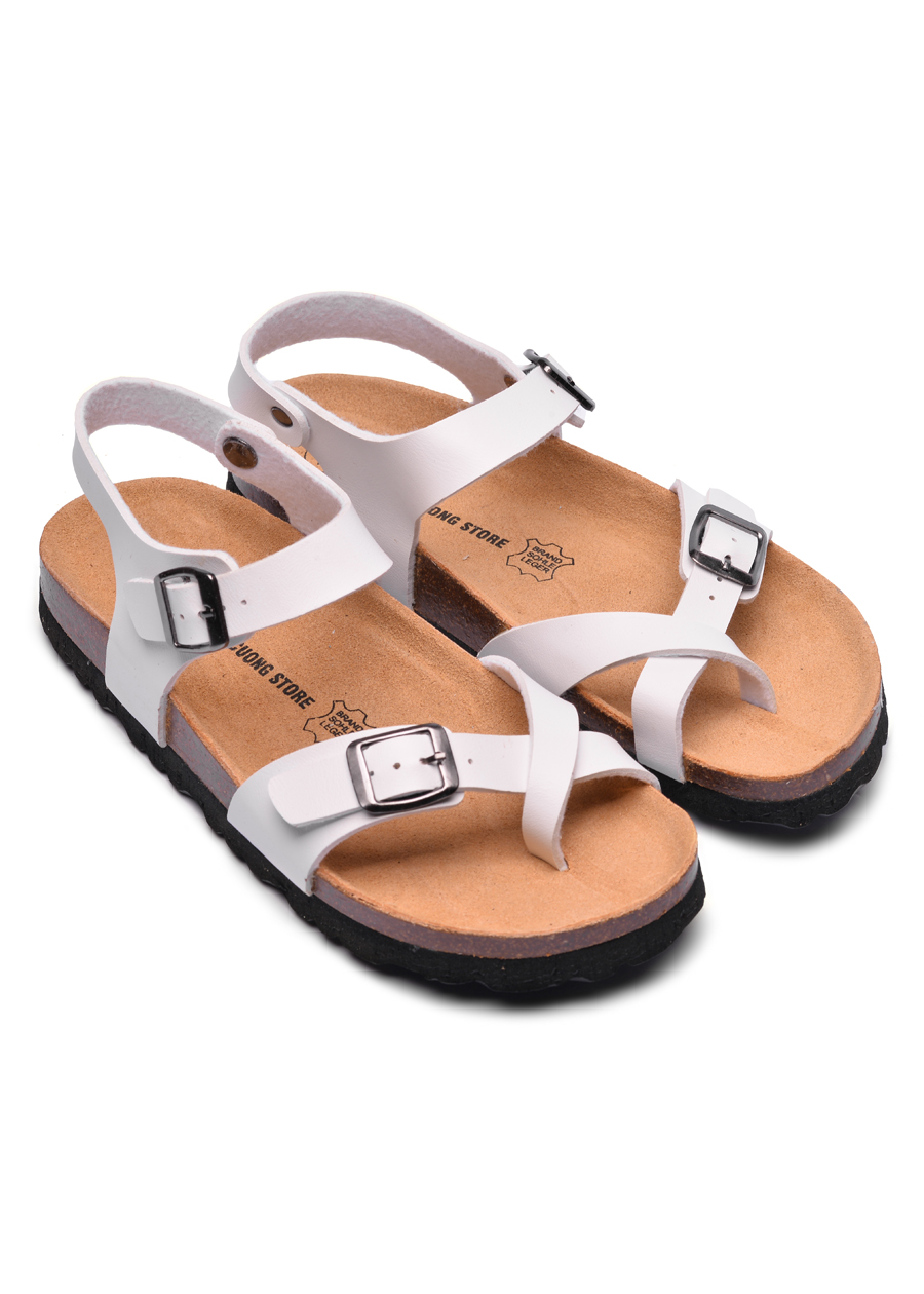 Sandal xỏ ngón trắng đế trấu 2132NAM