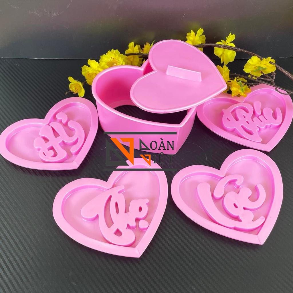 Khuôn TIM Nhấn Xôi/ Làm Trung Thu Bộ 4 mặt hình PHÚC LỘC THỌ HỶ 15cm 3D sắc nét. TIM NHẤN XÔI sắc nét - NHỰA VIỆT NAM, AN TOÀN CHO SỨC KHOẺ. Đồ Gia Dụng nhà bếp pha chế làm bánh nguyên liệu