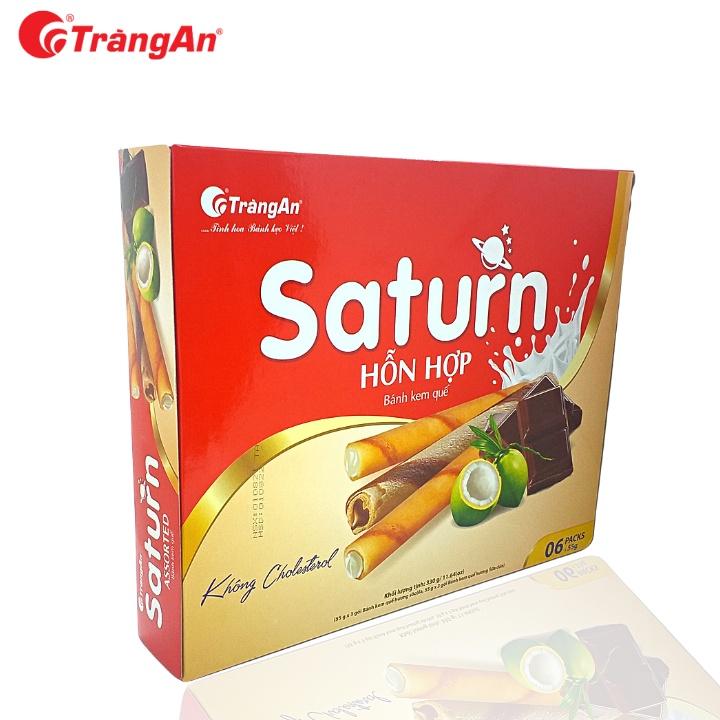 Bánh kem quế Saturn 330g, hỗn hợp socola và sữa dừa, không cholesterol, tặng kèm túi xách, thương hiệu Tràng An