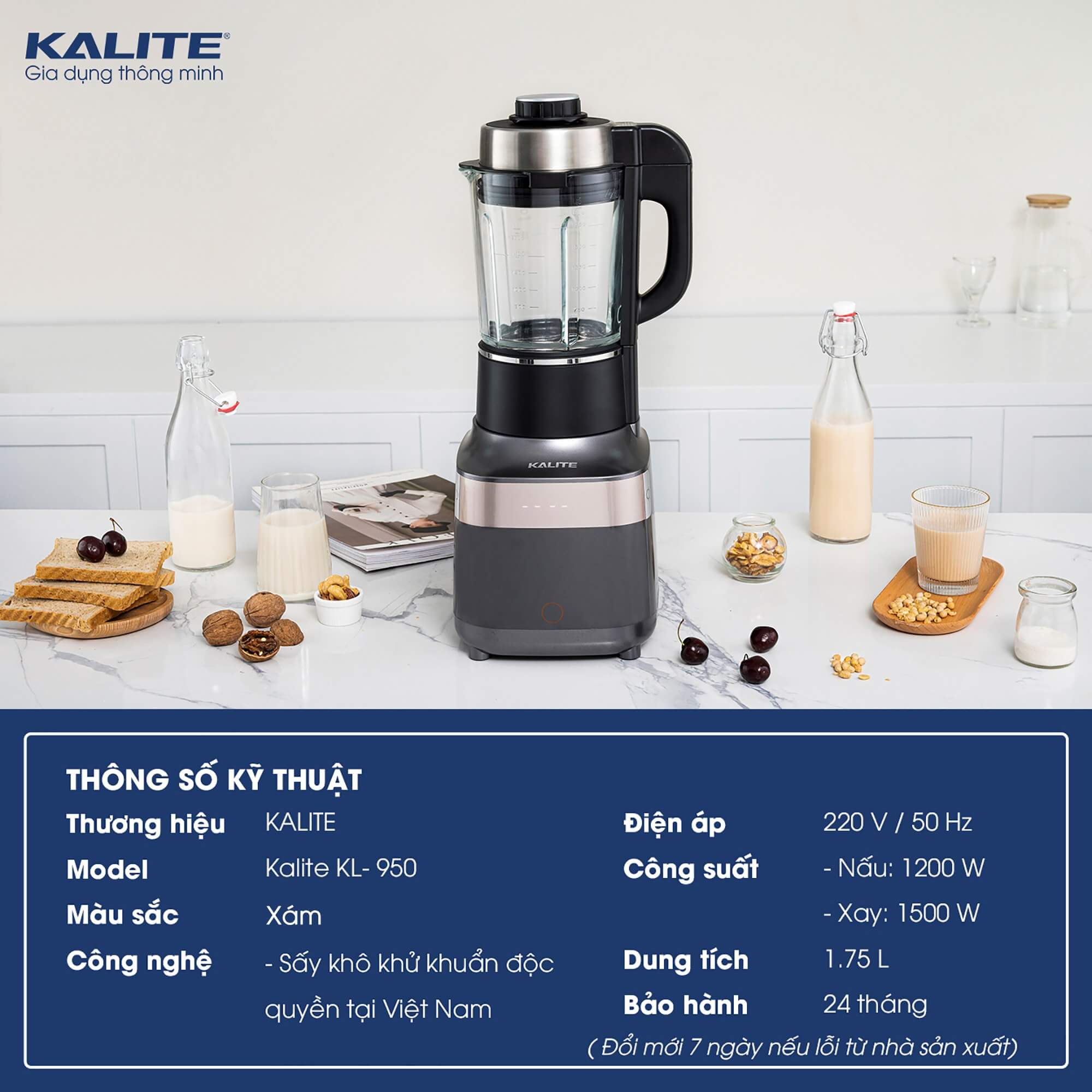 Máy làm sữa hạt Kalite KL Pro 950. Hàng chính hãng