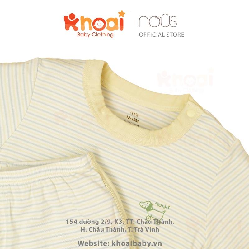 Bộ cài vai cộc petit Nous kẻ hai xanh - Chất liệu Nu Petit 95% cotton thiên nhiên