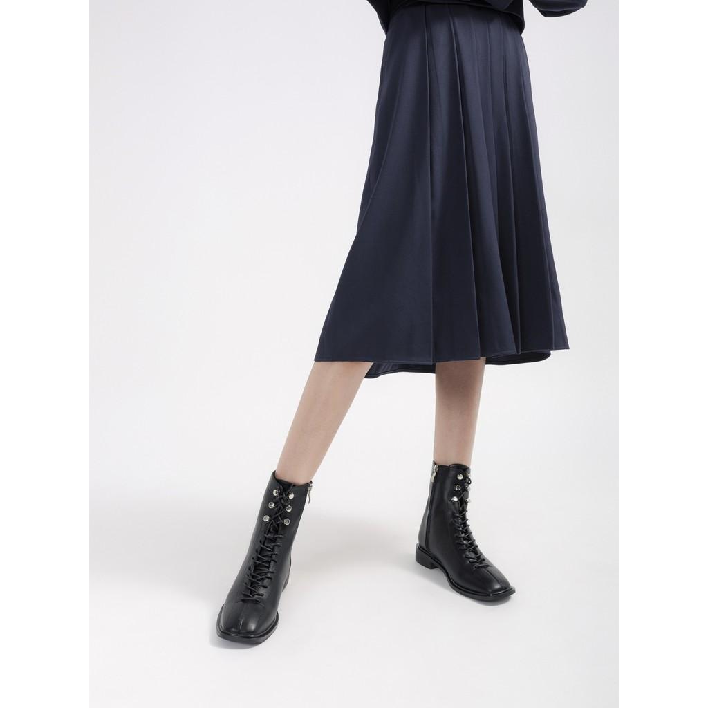 Giày Bốt Nữ Boot Da Dây Cúc 3Phân HAPAS - BOT357