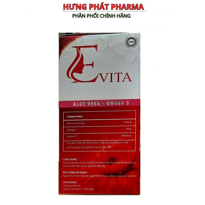 Viên uống đẹp da E Vita omega 3 tinh dầu lô giúp sáng da , chống lão hóa- Hộp 60 viên
