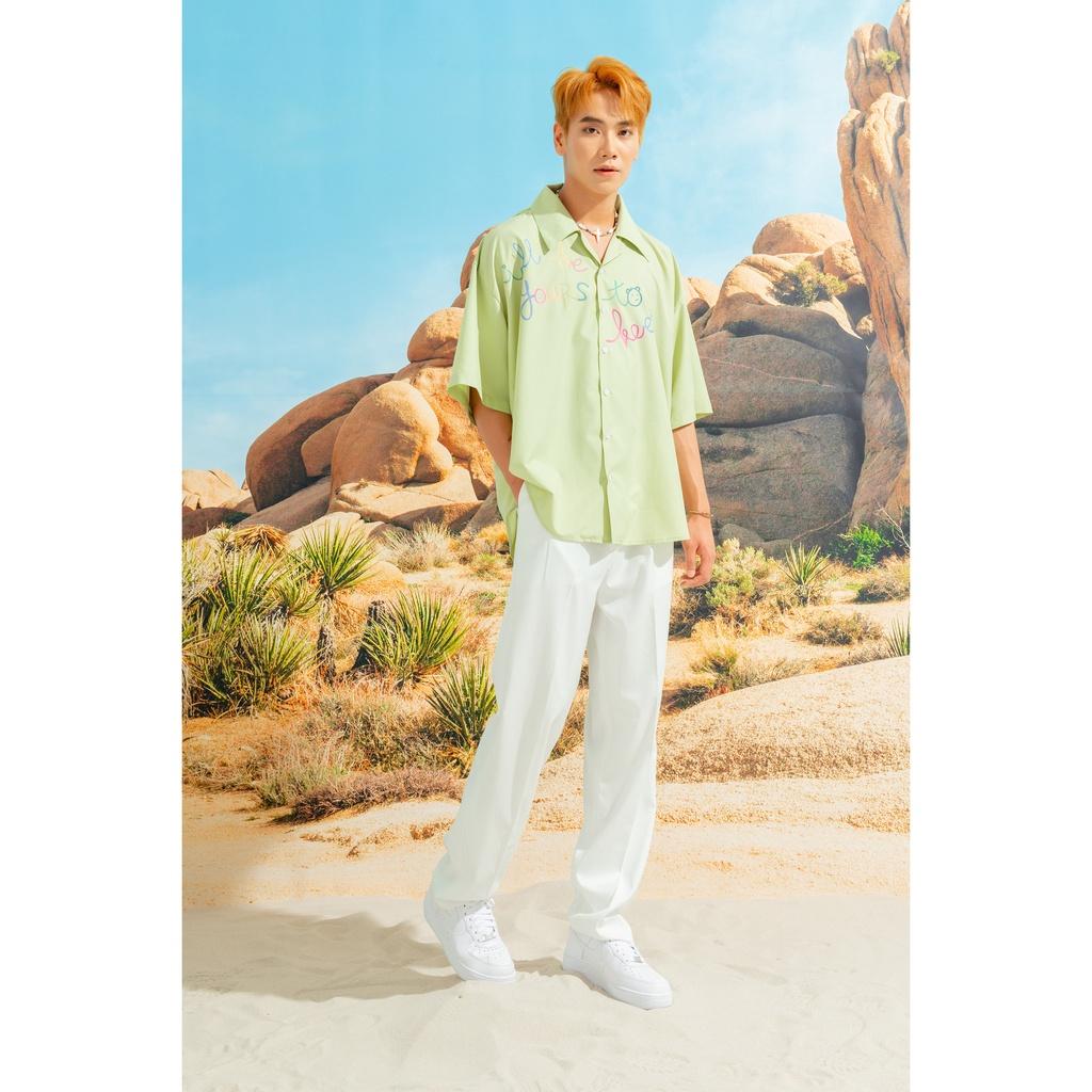 Áo sơ mi nam cổ danton xanh mint Y218 Yours Shirt