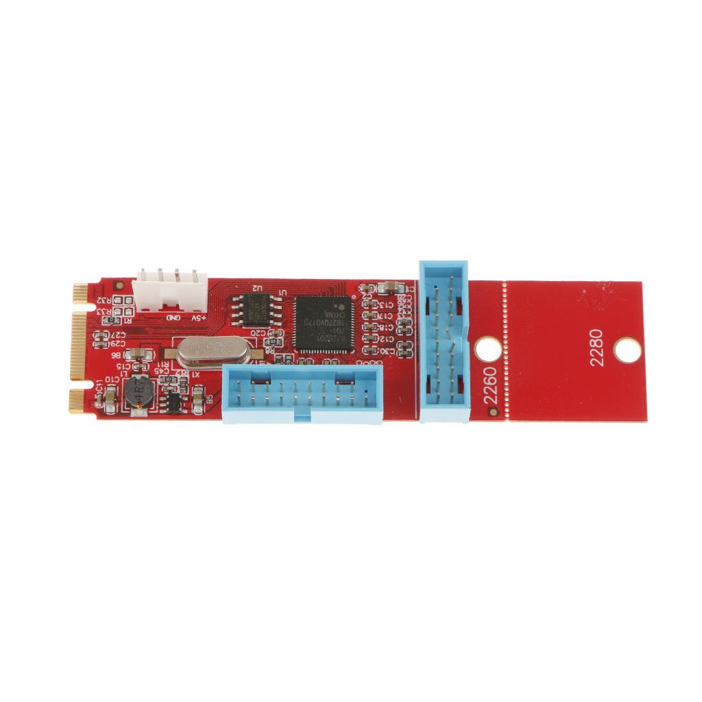 2 Port 19Pin USB3.0 To  M.2  Key Adapter Converter Card
