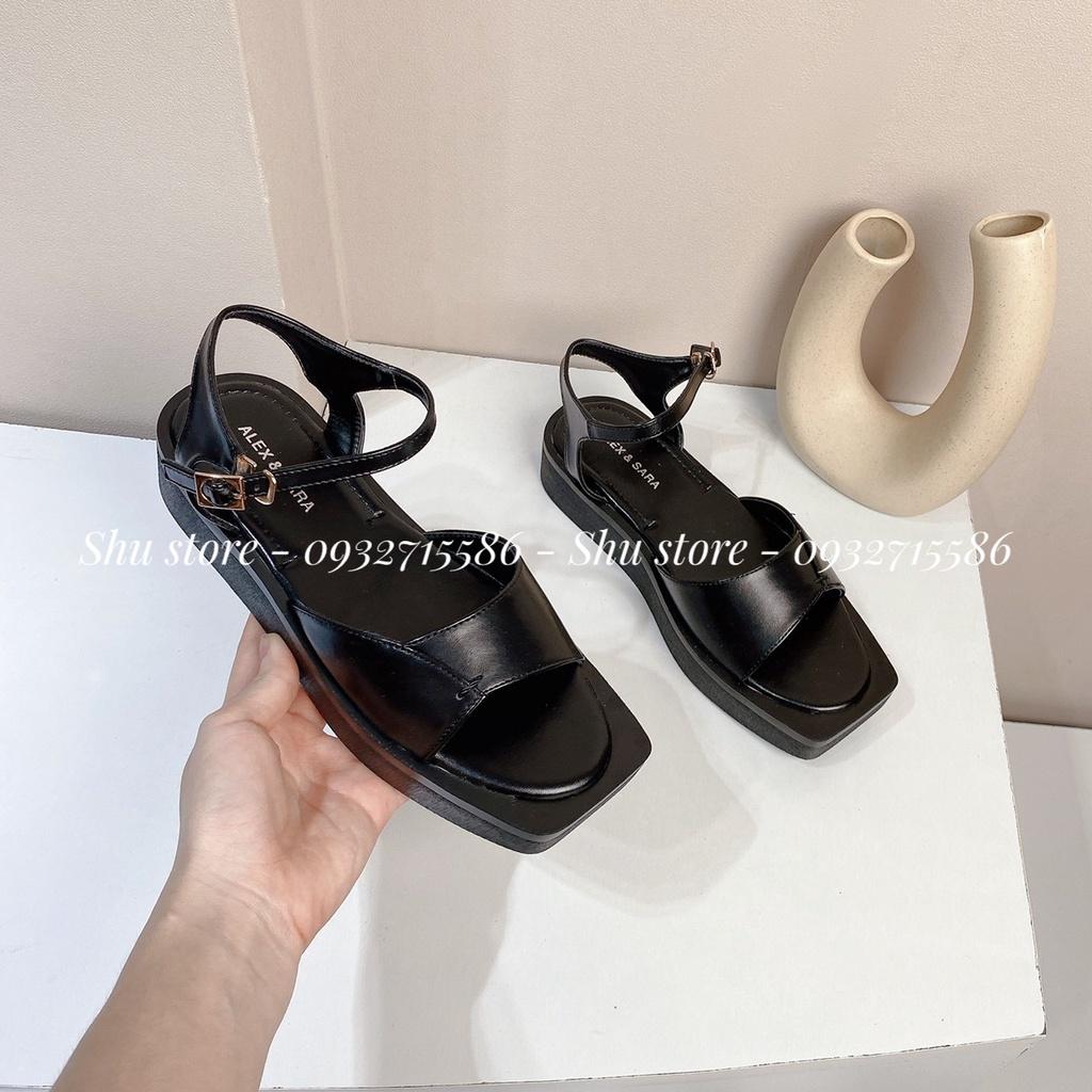 SANDAL QUAI HẬU THỜI TRANG SHU STORE - SANDAL VIỀN ĐEN QUAI DA MAY CHÉO ÊM CHÂN