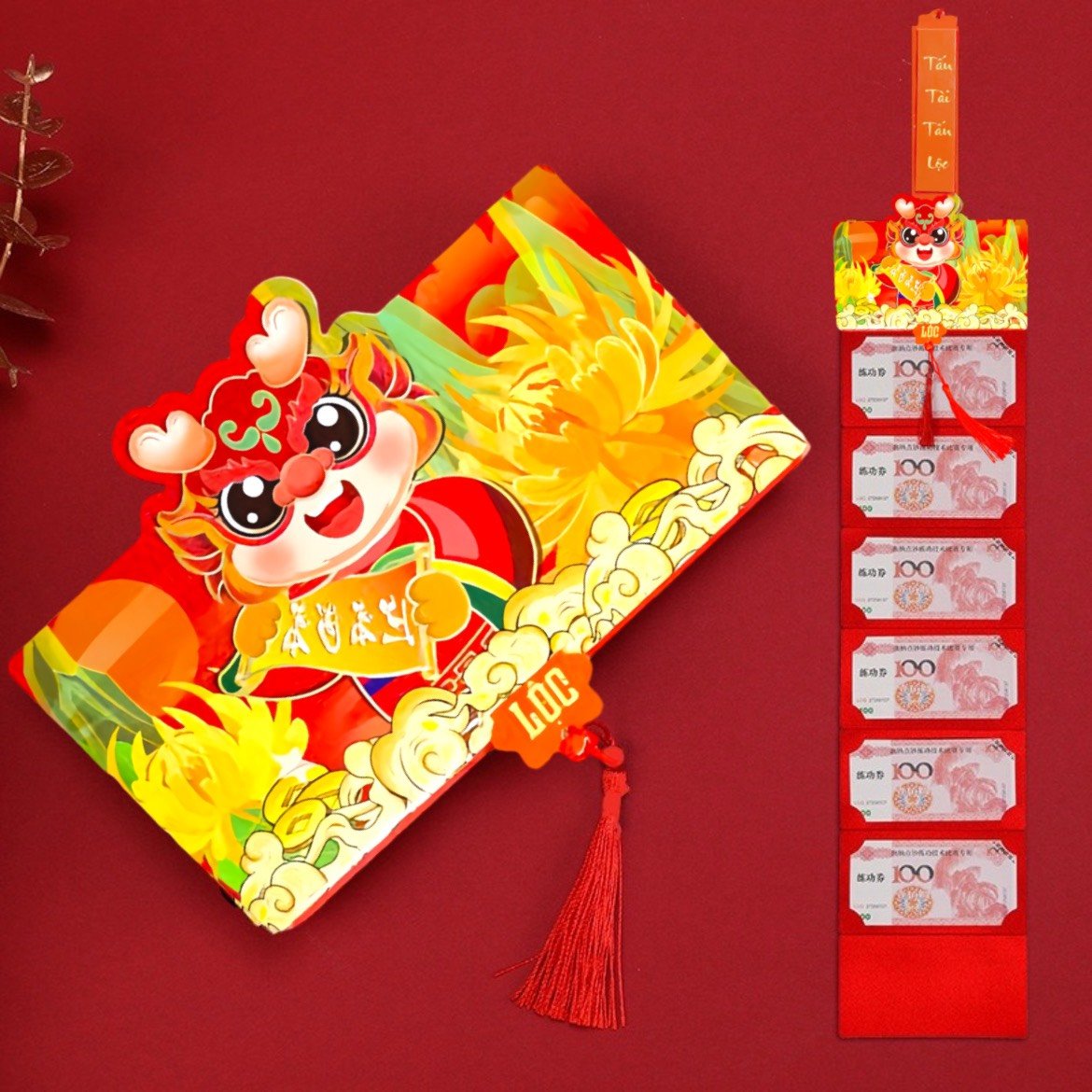Bao lì xì 2024 xếp lớp 6 ngăn sang trọng độc lạ - lì xì xuân giáp thìn