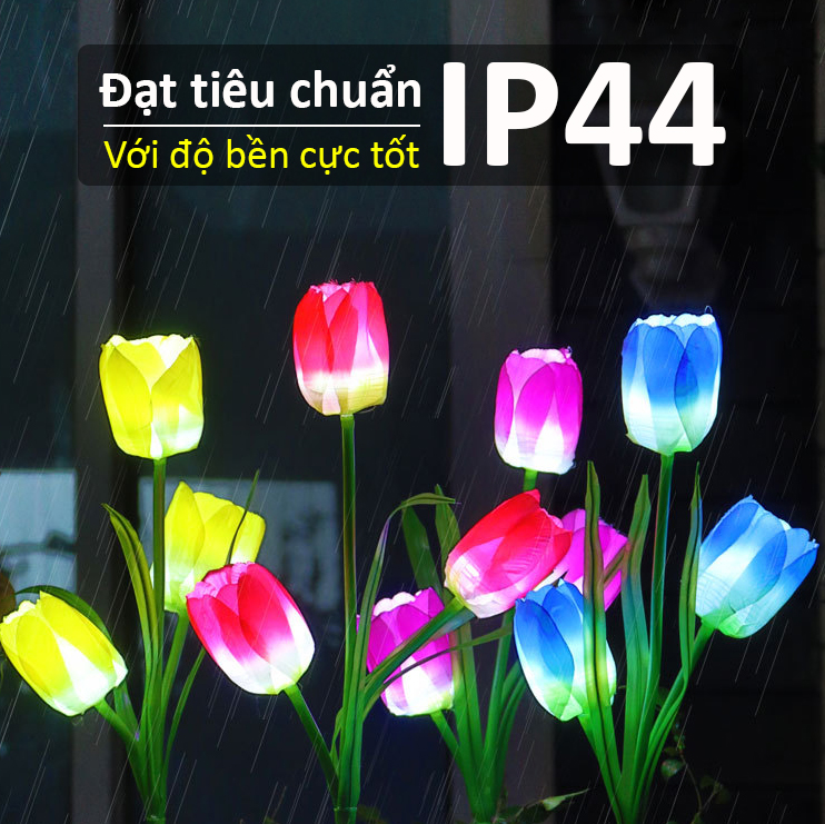 Đèn Trang Trí Năng Lượng Mặt Trời Hoa Tulip, Nhiều Màu Hồng - Xanh - Vàng, Trang Trí Quán Cafe, Quán Ăn - DA3002
