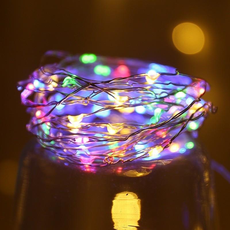 Đèn led trang trí/fairy light/ đèn đom đóm dùng pin 3 chế độ nháy sẵn pin 1m