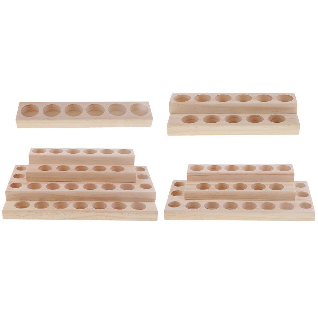2Pc Wood Essential Oil Bottle Organizer Rack Aromatherapy Oils Display Stand