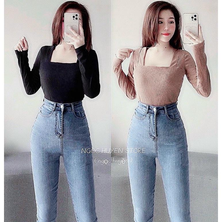 Quần Jeans Ôm Lưng Cao Trơn Q037