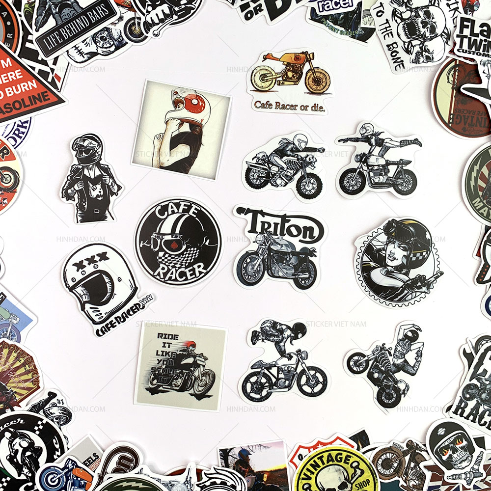 Bộ 20 Sticker Cafe Racer Hình Dán Chống Nước Decal Chất Lượng Cao Trang Trí Va Ly Du Lịch Xe Đạp Xe Máy Xe Điện Motor Laptop Nón Bảo Hiểm Máy Tính Học Sinh Tủ Quần Áo Nắp Lưng Điện Thoại