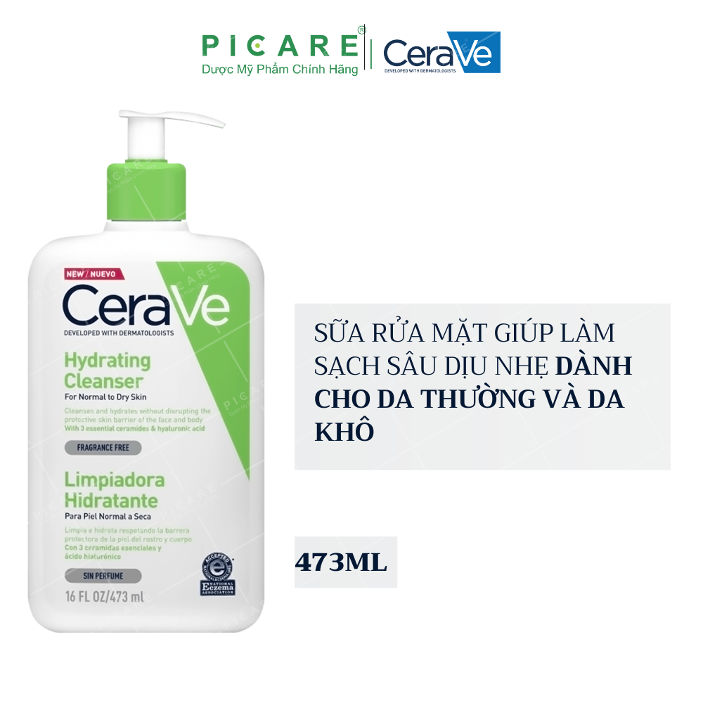 Sữa Rửa Mặt Dịu Nhẹ Cho Da Khô CeraVe Hydrating Cleanser 473ml