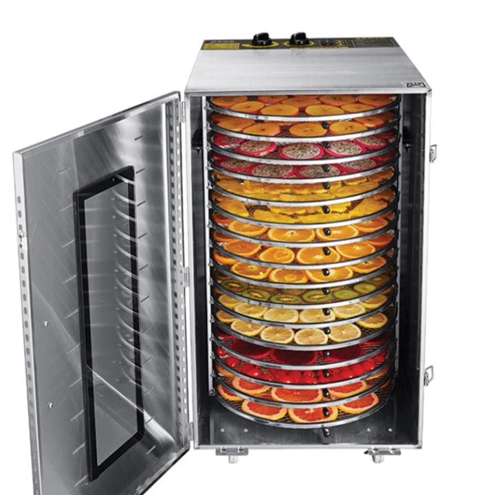 Máy Sấy Thực Phẩm Inox 16 Khay Tròn Xoay HTG Tự Động Đảo Sấy Công Suất Lớn, Hẹn Giờ Sấy Khô, Hàng Chính Hãng