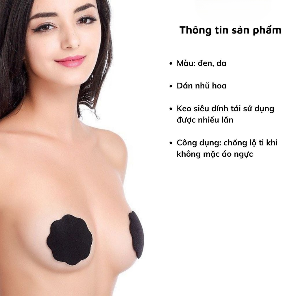 Miếng dán ti ngực, dán ngực silicon sử dụng nhiều lần siêu dính PINKAHA