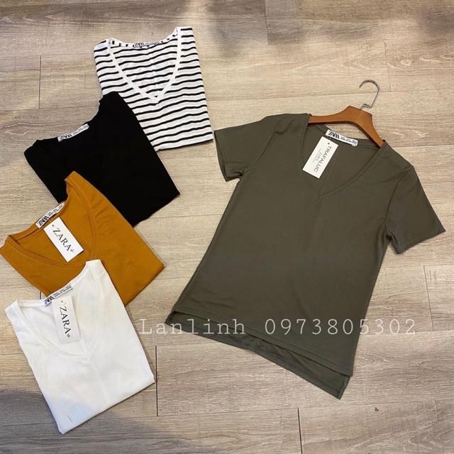 Áo thun cổ tim nữ, áo phông nữ A439