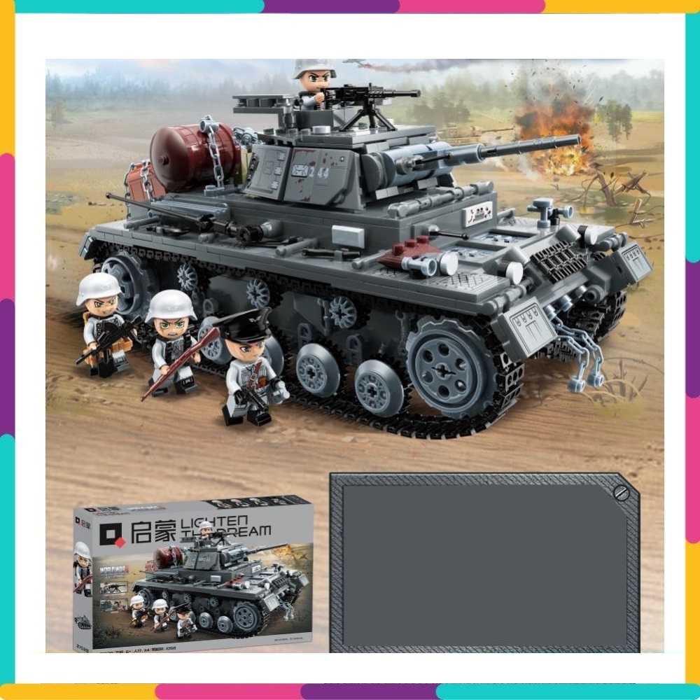 Đồ Chơi Qman 21028 Xếp Hình Lắp Ráp Xe Tăng Đức Panzer III 1000 Chi Tiết