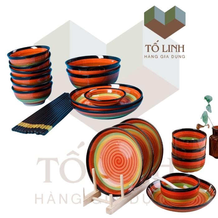 Bộ Dụng Cụ Bàn Ăn Sứ Cầu Vòng Cao Cấp,Chén Cơm Sứ Cầu Vòng Cao Cấp 11.5cm