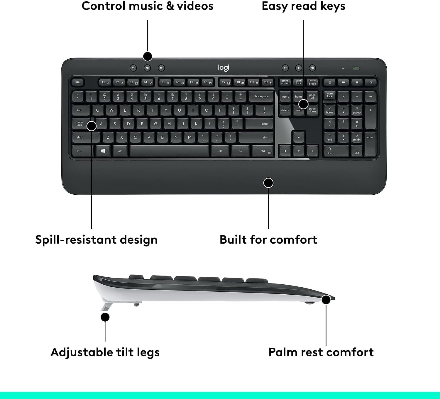 Bộ bàn phím chuột không dây Logitech MK540 - Hàng Chính Hãng - Bảo Hành 12 Tháng
