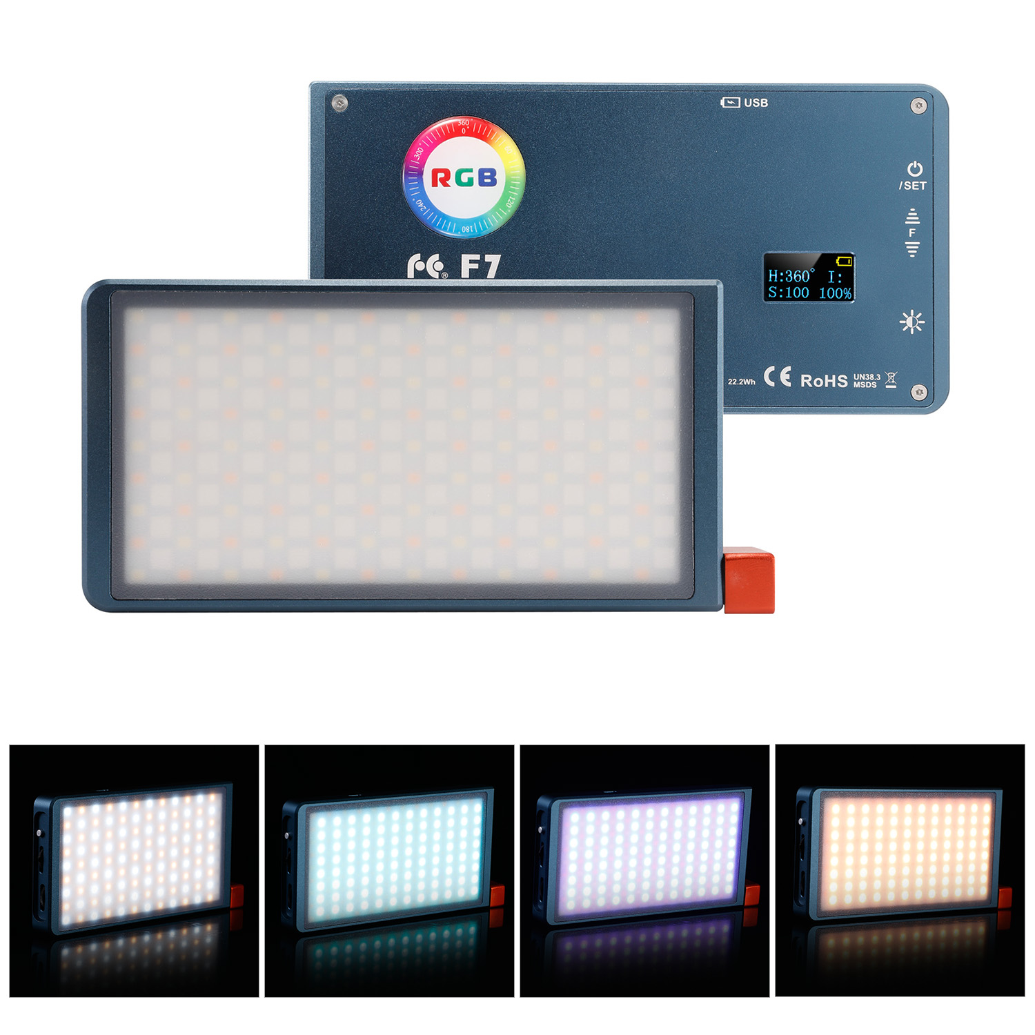 FalconEyes F7 LED Camera Light RGB Full Color Video Lamp Pocket Size