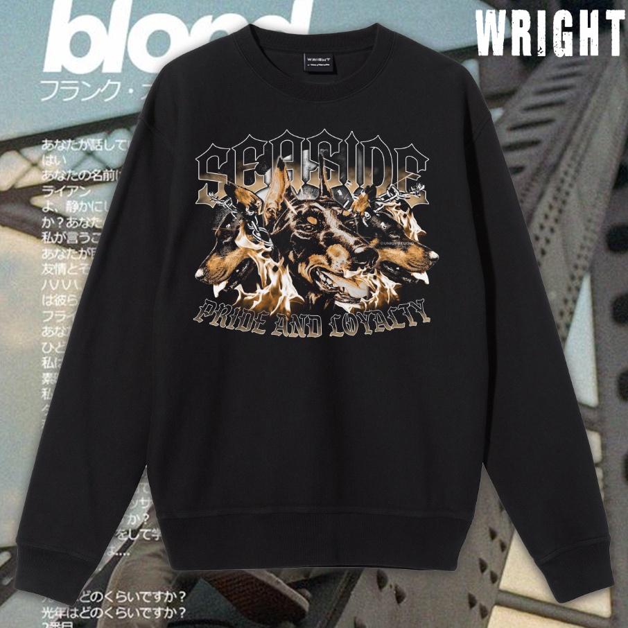 Áo sweater wright seaside pride and loyalty dobberman phong cách streetwear unisex