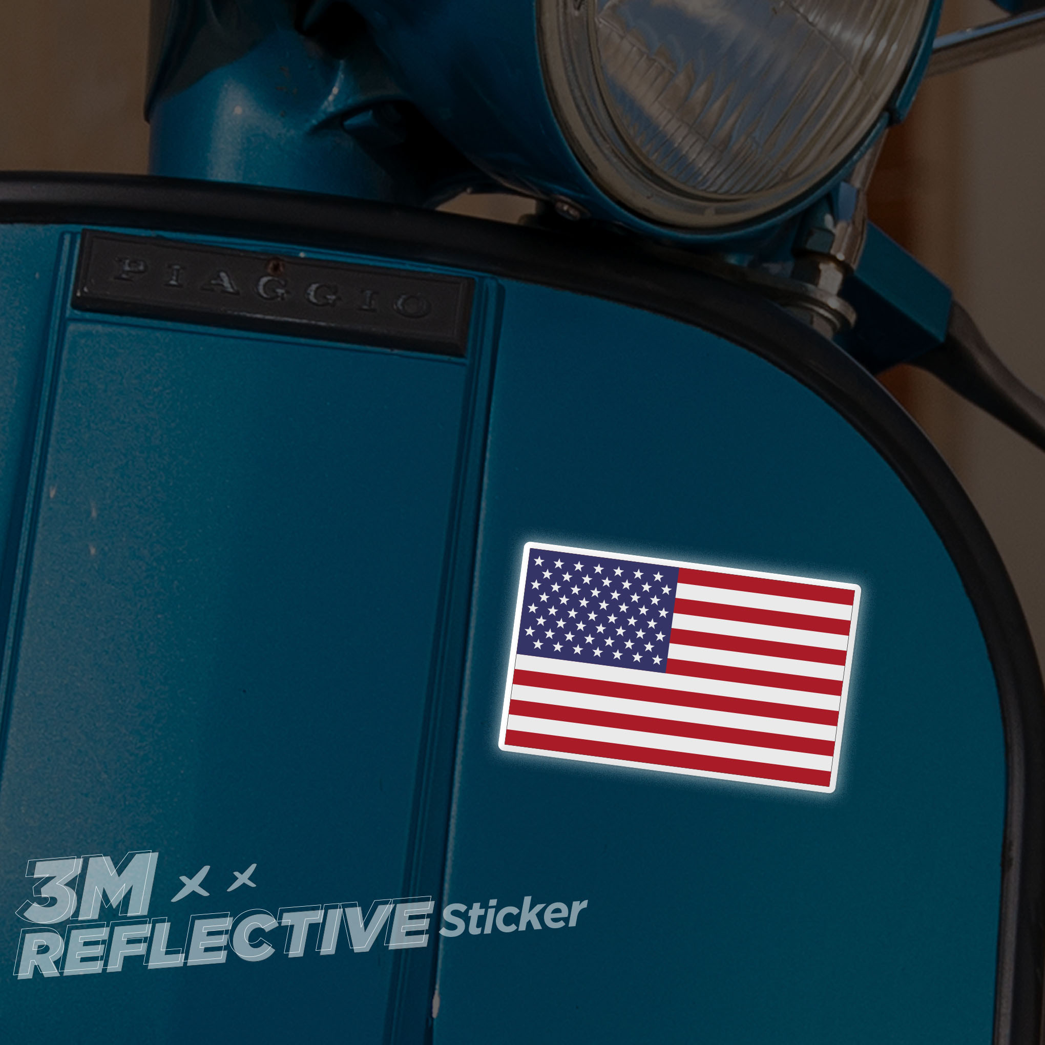 USA FLAG 3M - Reflective Sticker Die-cut Hình dán phản quang thương hiệu STICKER FACTORY