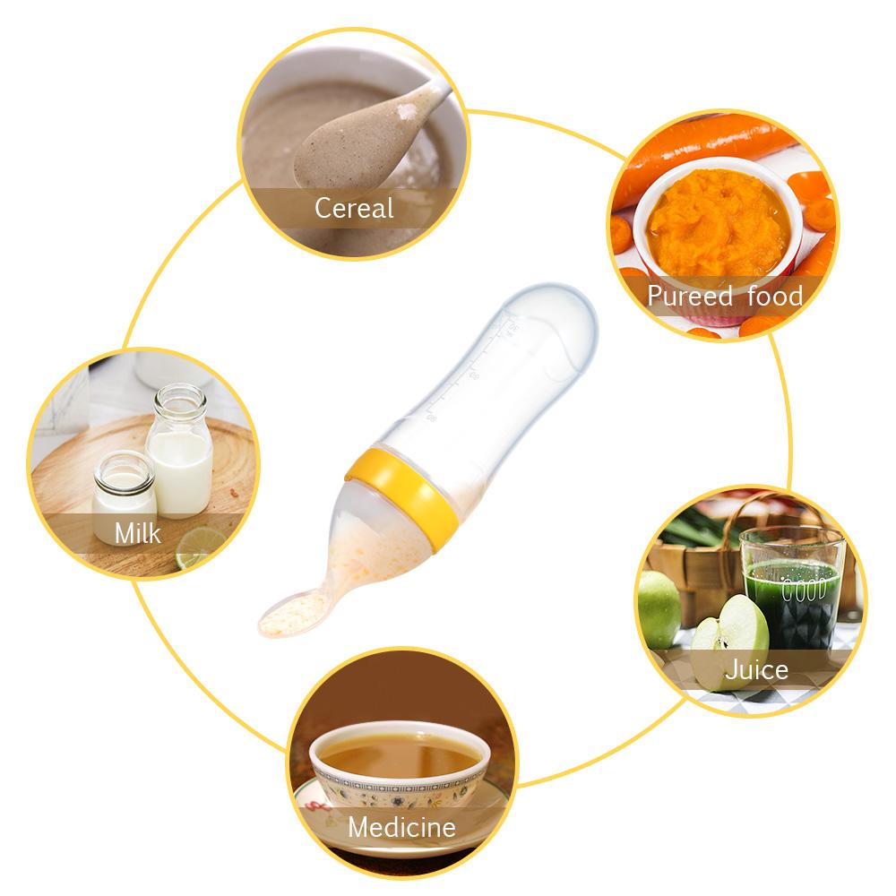 Bình ăn dặm có muỗng silicone 90ml/3oz cho bé