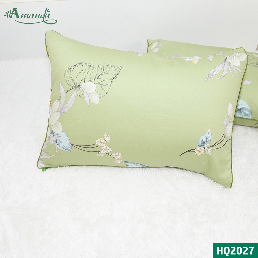 Vỏ Gối Nằm Amanda HQ2027, chất liệu cotton lụa satin Hàn Quốc mềm mịn thoáng mát êm ái cho người dùng